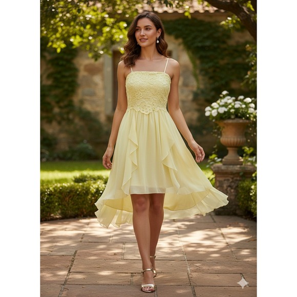 Truworths Glamour Hi Low Hem Crochet Lace Dress Fairycore Size 36 Pastel Yellow Truworths Glamour Hi Low Hem Crochet Lace Dress Fairycore Size 36 Pastel Yellow